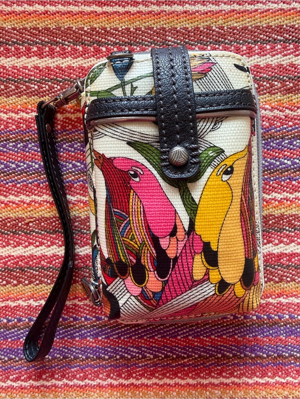 Sakroots Colorful Summer Fun Funky Peace Bird Print Wristlet Wallet